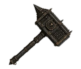 Sepulcher Hammer: a massive engraved war hammer on a banded haft
